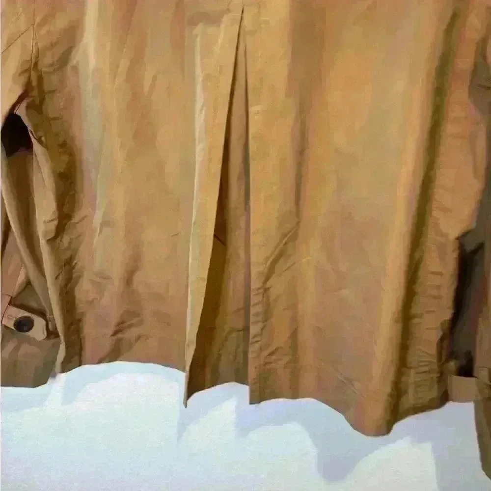 Per Se Brown Gold‎ Cropped Y2K Trench Jacket Sheen Snap Button Size 6 - Picture 8 of 8